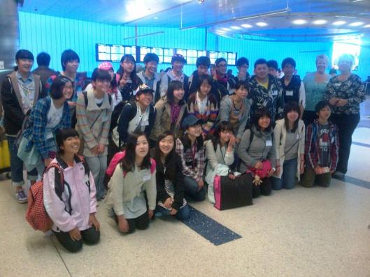 Japanese students arrive at LAX